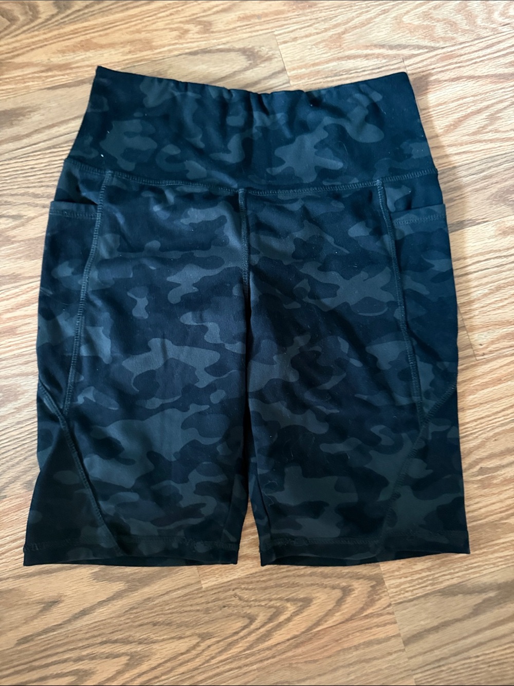 Danskin Now Black Camo High-Rise Bike Shorts